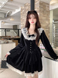 Lovefery Yavia Velvet Lace Romantic Goth Dress