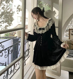 Lovefery Yavia Velvet Lace Romantic Goth Dress