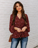 Us Forever Paisley Tie Front Peplum Blouse