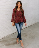 Us Forever Paisley Tie Front Peplum Blouse