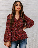 Us Forever Paisley Tie Front Peplum Blouse