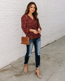 Us Forever Paisley Tie Front Peplum Blouse