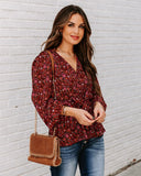 Us Forever Paisley Tie Front Peplum Blouse