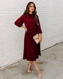 Woodhaven Tie Midi Dress - Wine