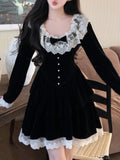 Lovefery Yavia Velvet Lace Romantic Goth Dress