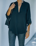 Split The Tab Blouse - New Black