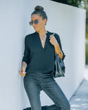 Split The Tab Blouse - New Black