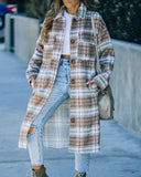 Wayland Pocketed Plaid Coat - Taupe