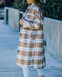 Wayland Pocketed Plaid Coat - Taupe