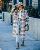 Wayland Pocketed Plaid Coat - Taupe