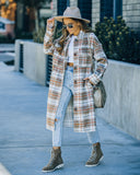 Wayland Pocketed Plaid Coat - Taupe