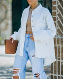 Thinking Out Loud Cotton Distressed Denim Jacket - Off White