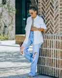 Thinking Out Loud Cotton Distressed Denim Jacket - Off White