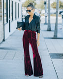 Lovefery Amani High Rise Velvet Flare Pants - Burgundy