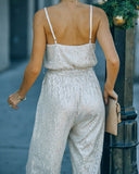 Lovefery Starry Night Sequin Jumpsuit - Champagne