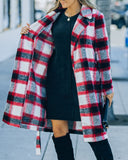 Wishful Winter Pocketed Plaid Coat - Red