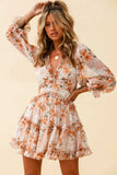 Lovefery Boho Floral Print Ruffle Dress