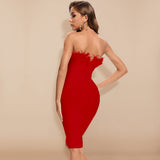 Lovefery Lessie Strapless Feather Bodycon Dress