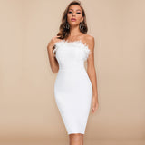 Lovefery Lessie Strapless Feather Bodycon Dress