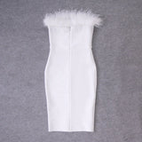 Lovefery Lessie Strapless Feather Bodycon Dress