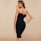 Lovefery Lessie Strapless Feather Bodycon Dress