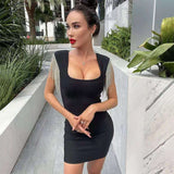 Lovefery Tassel Rhinestones Bodycon Bandage Dress