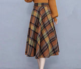 Lovefery Plaid Wool Vintage-Academia Skirt