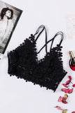 Lovefery Black Lace Floral Crochet Bralette