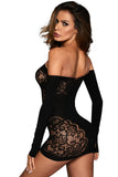 Lovefery Black Lace Hollow-out Chemise