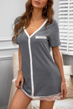 Lovefery Gray Lace Trim Sleep Dress