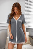 Lovefery Gray Lace Trim Sleep Dress