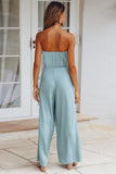 Lovefery Casual Loose Strapless Belted Jumpsuit