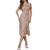 Takeover Ruched Floral Ruffle Dress