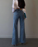 lovefery High-Waisted Straight Leg Tassel-Trimmed Hem Jeans