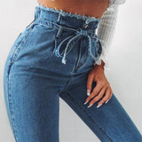 lovefery High-waisted Frayed tie Jeans