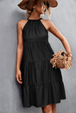 lovefery Southern Nights Tiered Halter Dress - Black