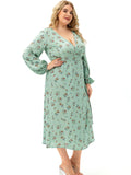 The New Long Sleeve Floral Split Dress