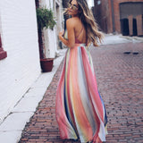 Lovefery Zyva Striped Chiffon Tie Midi Dress