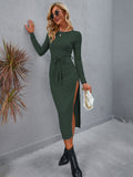 Vale Drape Knit Midi Dress - Green