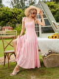 Lovefery Tru Tiered Ruffle Maxi Dress - Light Peach