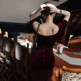 Wine Velvet Corset Dress