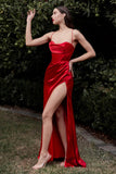 Lovefery Turn Of Events Satin Midi Slip Dress - Red