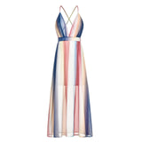 Lovefery Zyva Striped Chiffon Tie Midi Dress