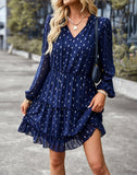 Viera Polka Dot Pleated Romper - Navy