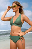 lovefery Blue and Halter Neck Knot Bikini Set