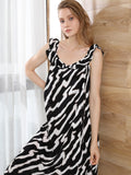 lovefery Zebra-Print Halter Home Nightdress