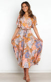 Lovefery Valda Palm Print Tiered Maxi Dress