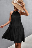 lovefery Southern Nights Tiered Halter Dress - Black