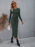 Vale Drape Knit Midi Dress - Green