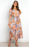 Lovefery Valda Palm Print Tiered Maxi Dress